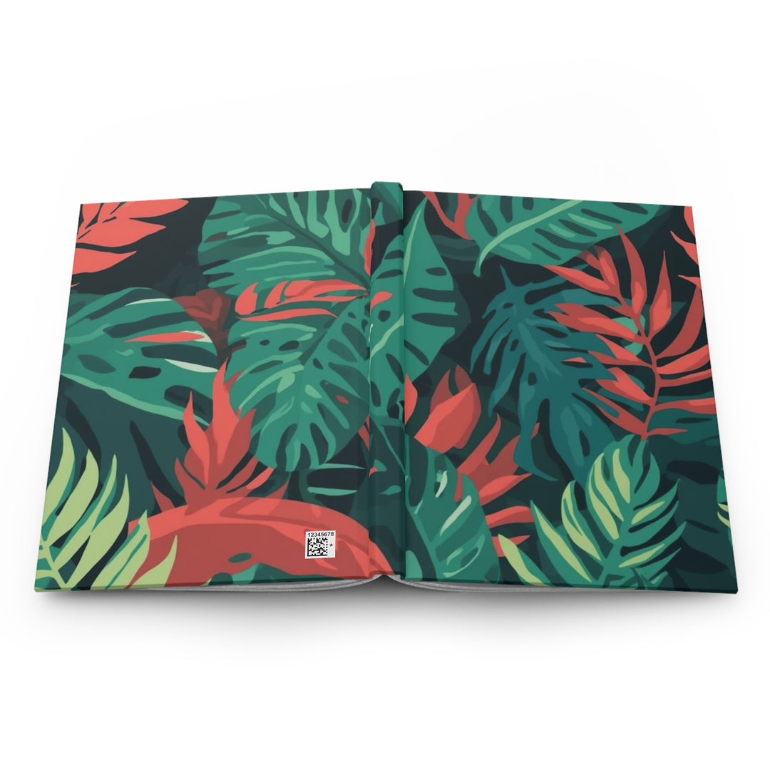Vibrant Tropical Matte Hardcover Journal – Custom Jungle Leaf Design, 150 Pages
