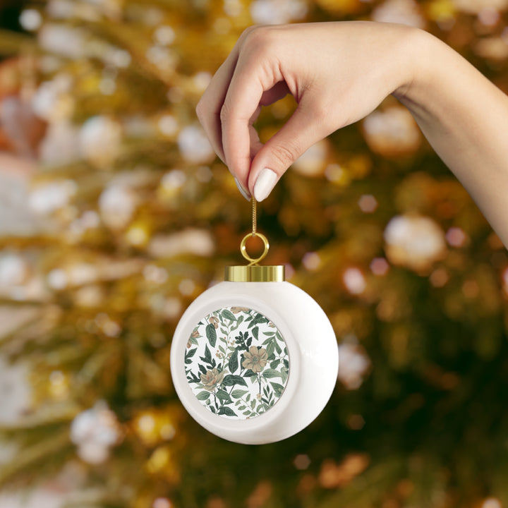 Personalized Vintage Floral Holiday Ball Ornament – Handcrafted, Elegant Gift