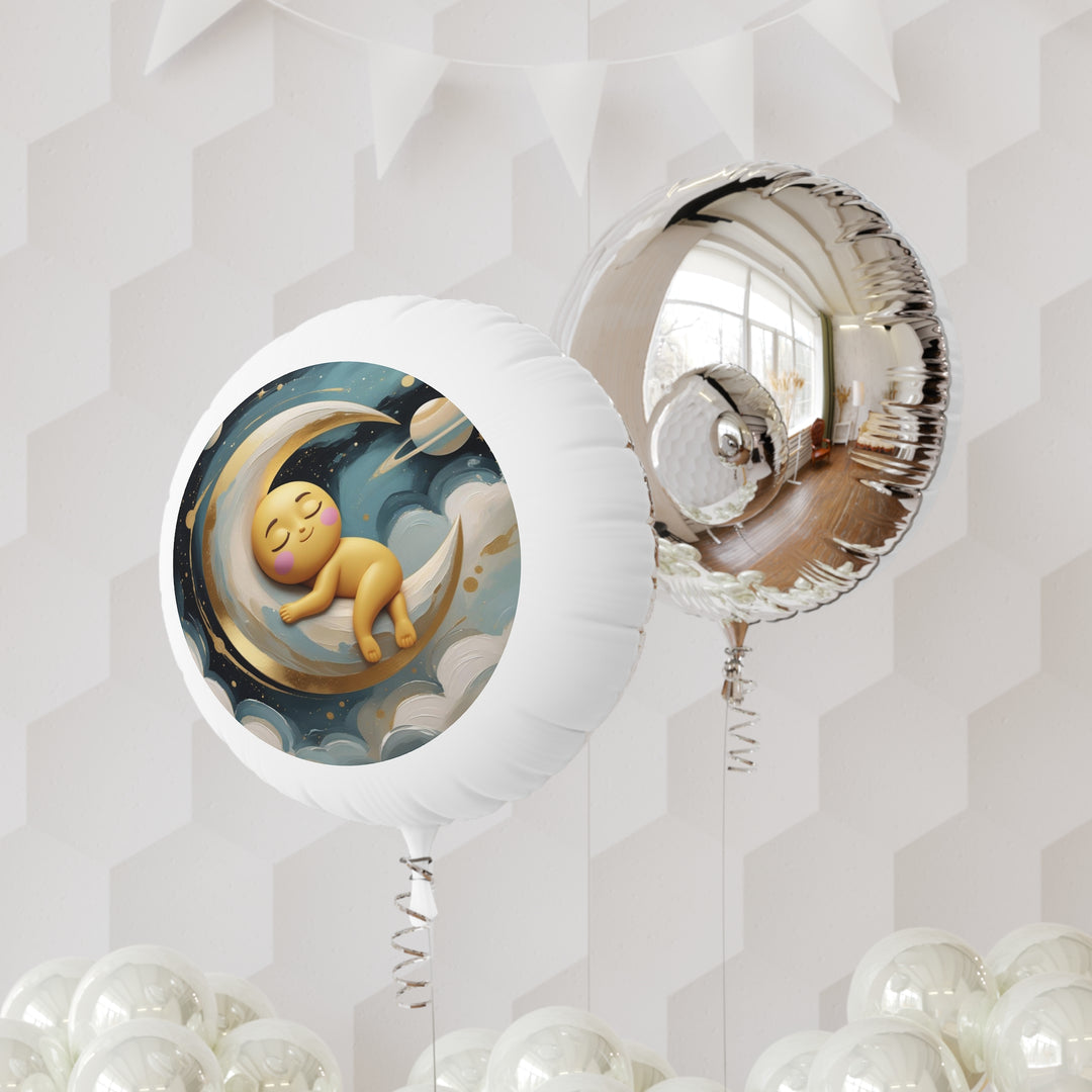 Custom Moon & Stars Mylar Helium Balloon – Cute Baby Sleep Nursery Decor