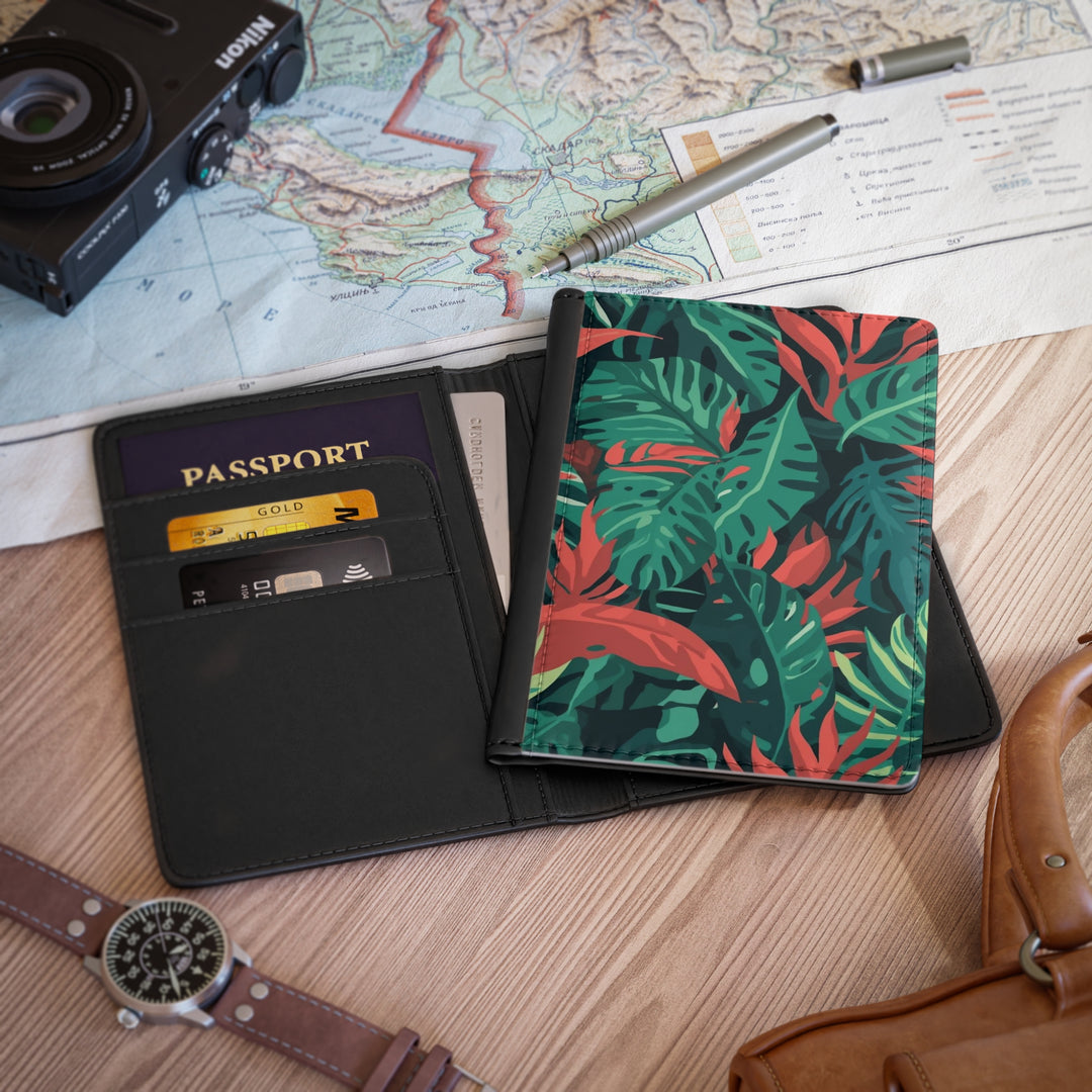 Personalized Tropical Leaf Passport Cover – RFID Blocking, Stylish Travel Case