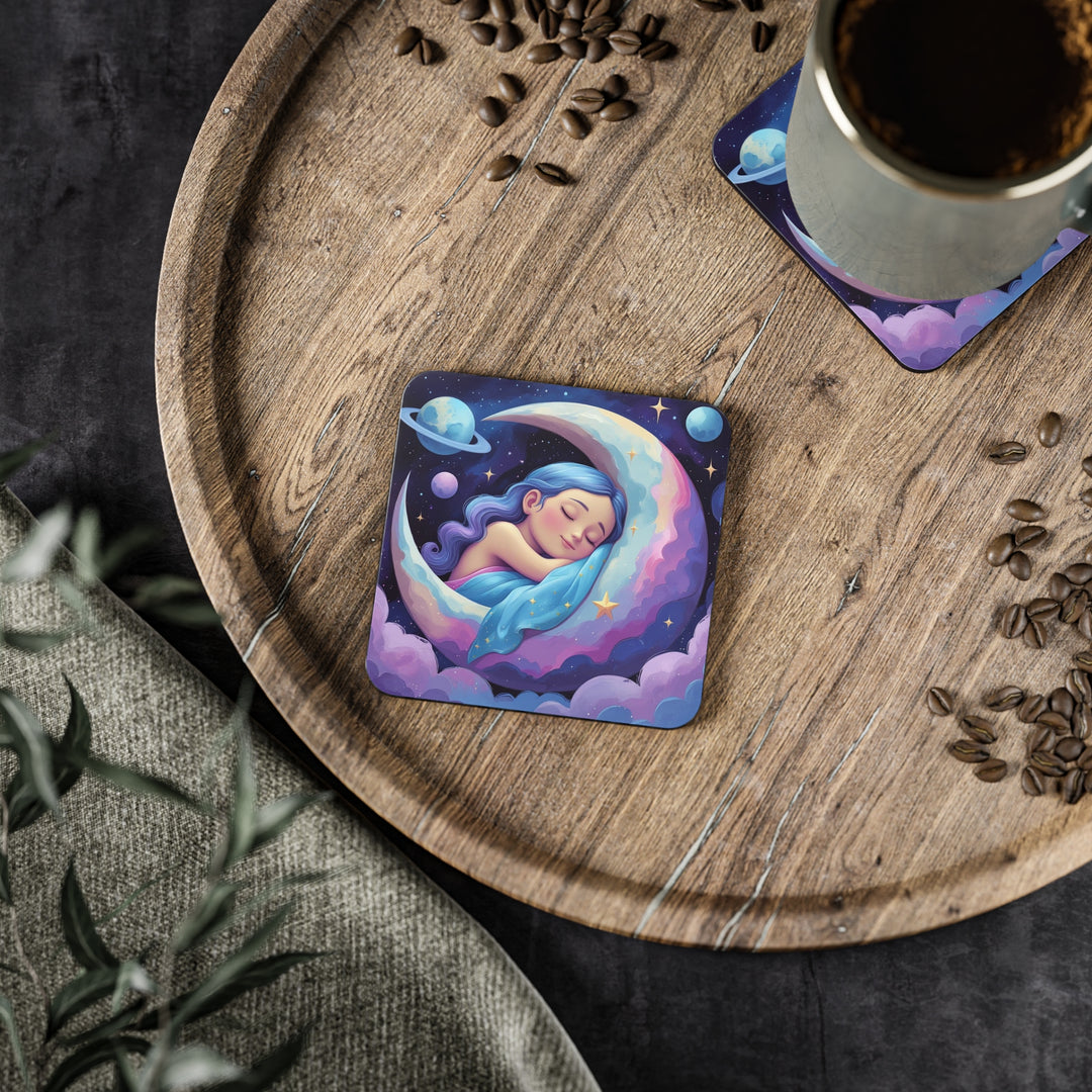 Dreamy Celestial Girl & Moon Coasters – Stylish, Durable, Unique Decor