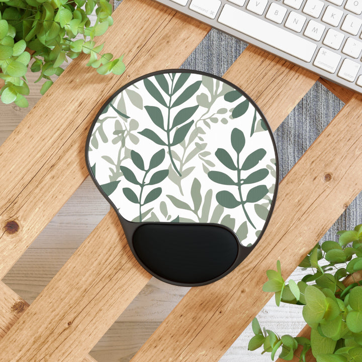 Ergonomic Memory Foam Mouse Pad with Wrist Rest – Modern Botanical Design