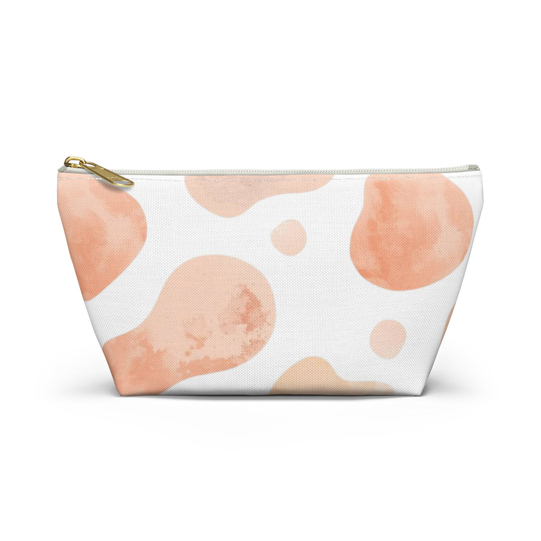 Chic T-Bottom Accessory Pouch – Blush & Peach Abstract Watercolor Design
