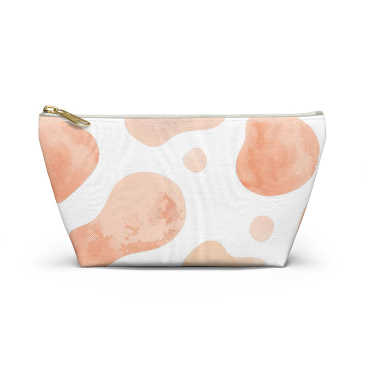 Chic T-Bottom Accessory Pouch – Blush & Peach Abstract Watercolor Design