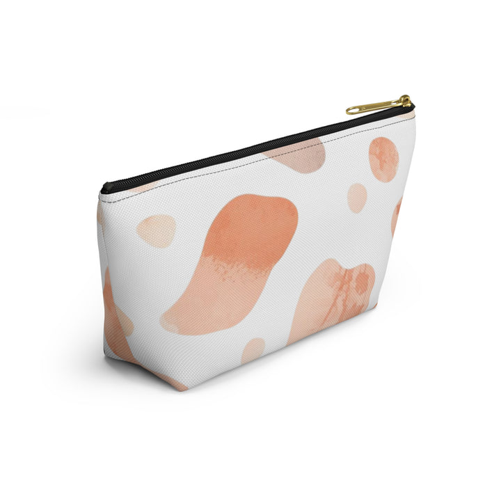 Chic T-Bottom Accessory Pouch – Blush & Peach Abstract Watercolor Design