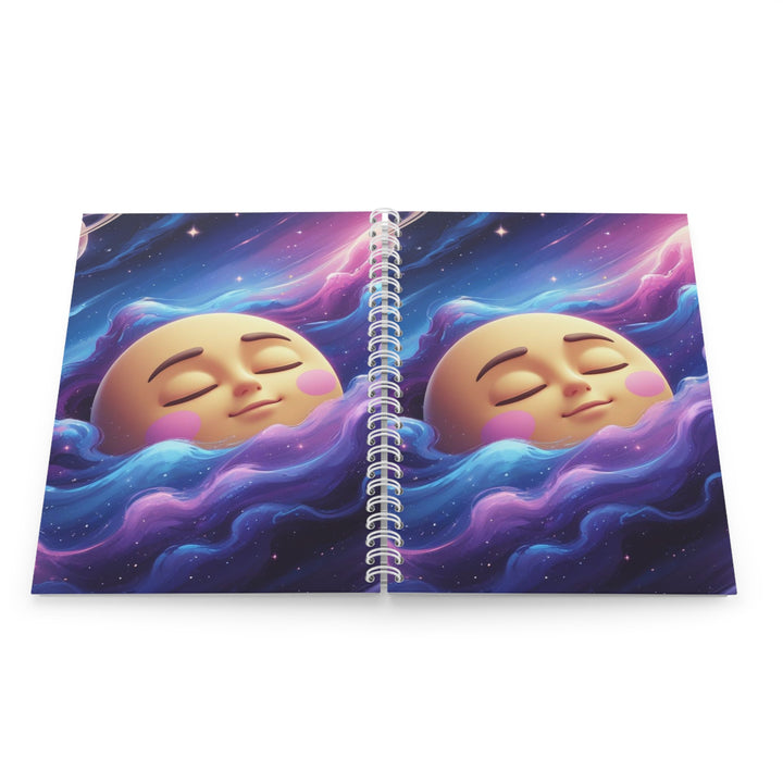 Custom Galaxy Spiral Notebook – Cute Moon Dreamy Sky, Personalized Cover