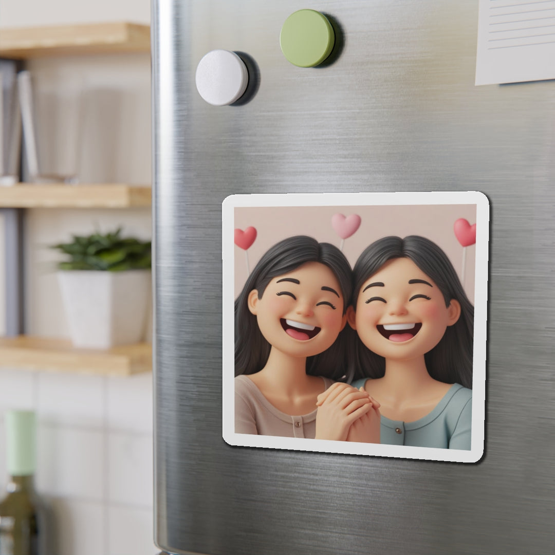 Custom Die-Cut Magnet – 3D Cartoon Besties, Cute Friendship Decor Gift