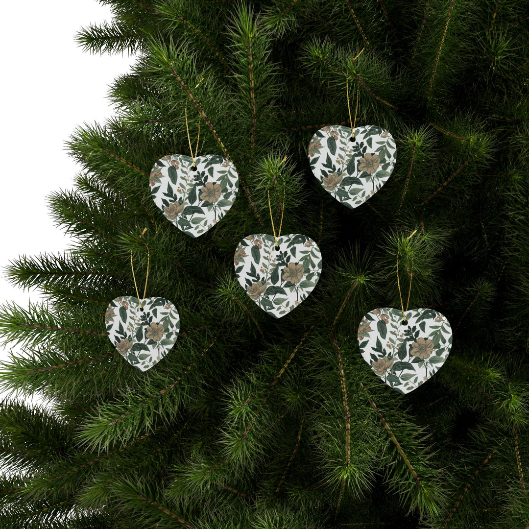 Personalized Ceramic Ornaments – Vintage Floral, Custom Shapes, Gift Sets
