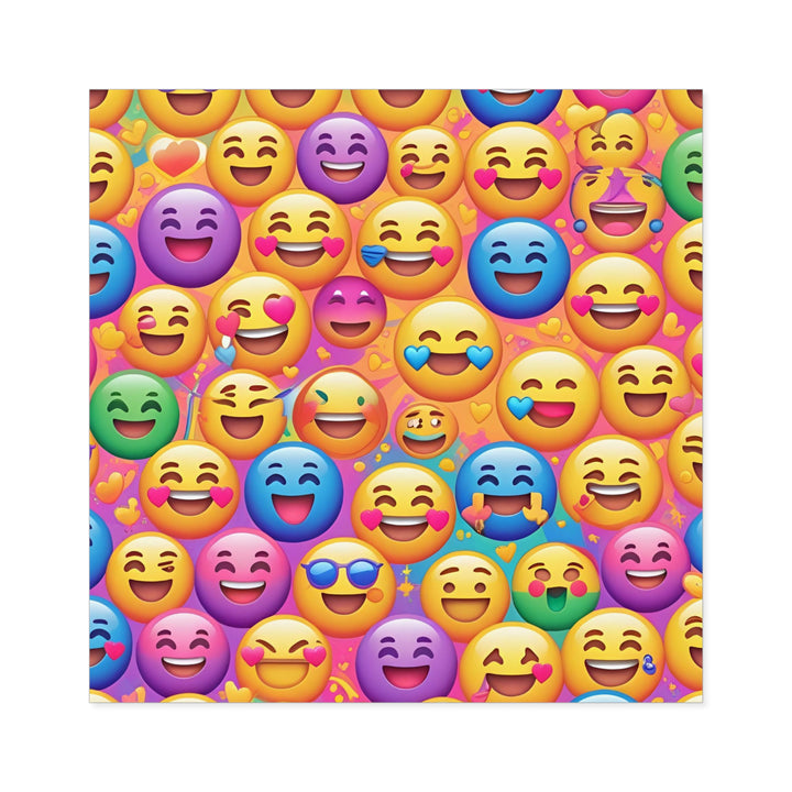 Vibrant Emoji Pattern Laminate Square Stickers – Durable, Fun & Trendy!
