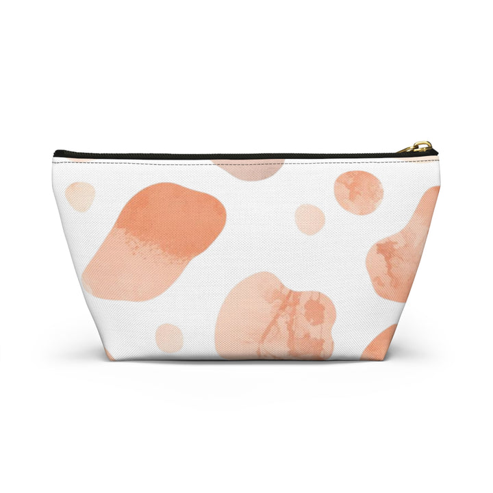 Chic T-Bottom Accessory Pouch – Blush & Peach Abstract Watercolor Design