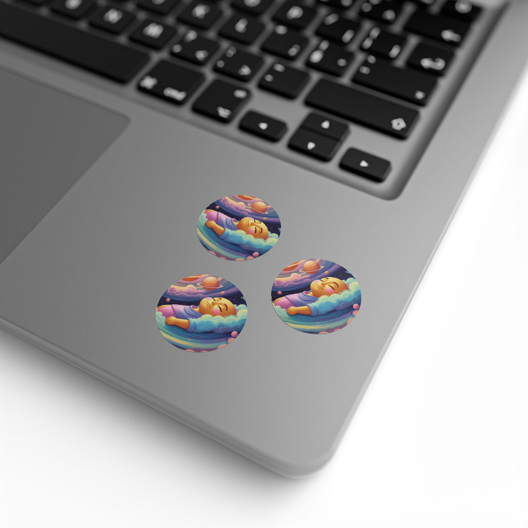 Cosmic Dream Round Sticker Rolls – Durable, Glossy, Pastel Galaxy Labels