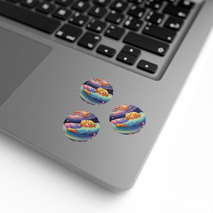 Cosmic Dream Round Sticker Rolls – Durable, Glossy, Pastel Galaxy Labels