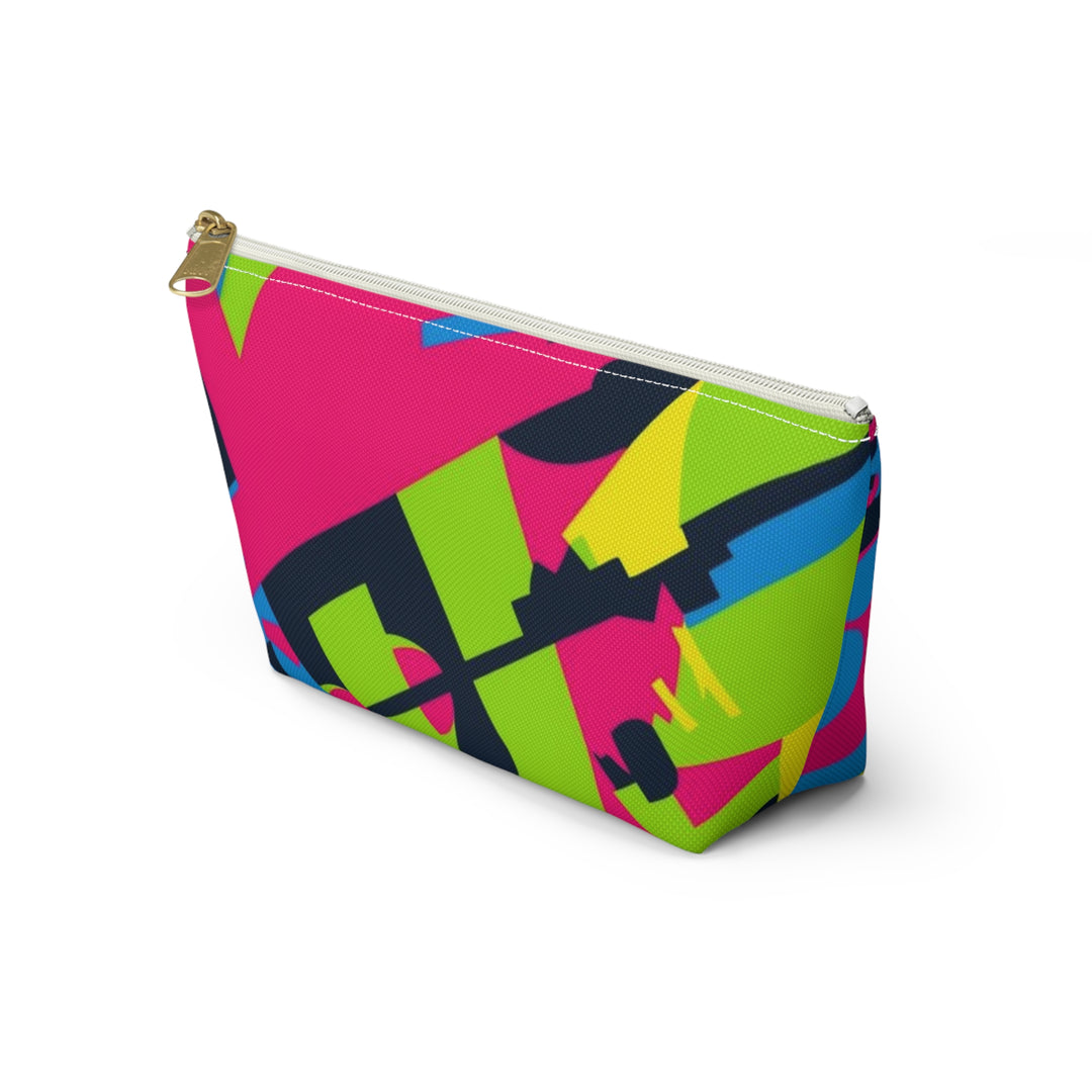 Chic Neon Geometric T-Bottom Accessory Pouch – Bold Modern Organizer