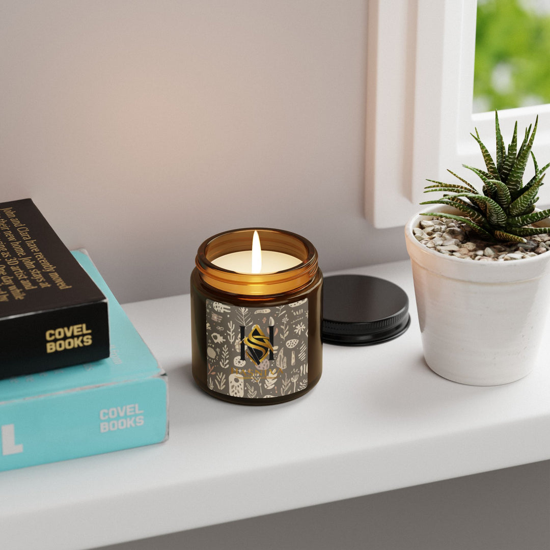 Amber Jar Scented Soy Candle | Modern Boho Botanical, 4oz & 9oz