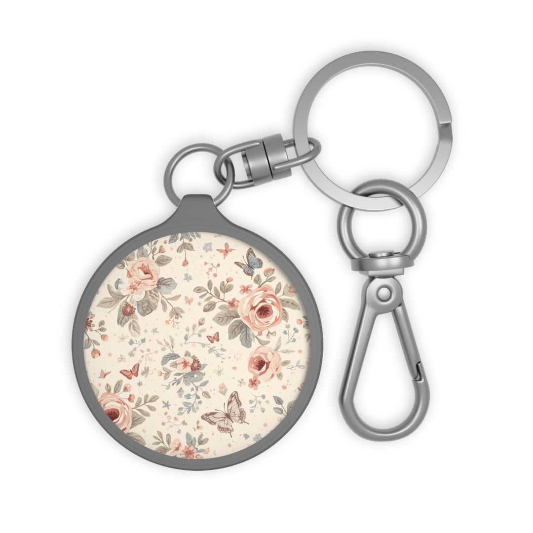 Custom Floral Keyring Tag – Vintage Pastel Roses, Durable & Stylish Accessory