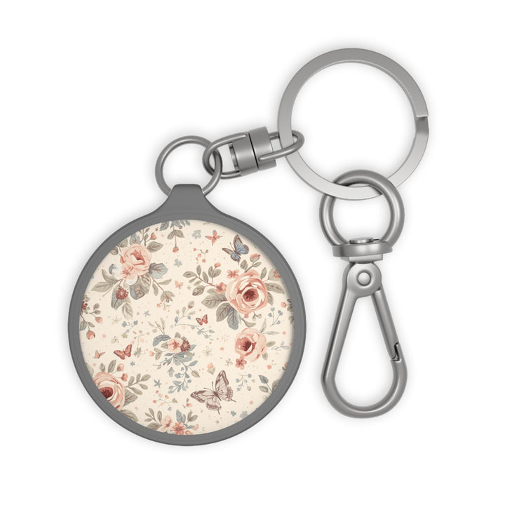 Custom Floral Keyring Tag – Vintage Pastel Roses, Durable & Stylish Accessory