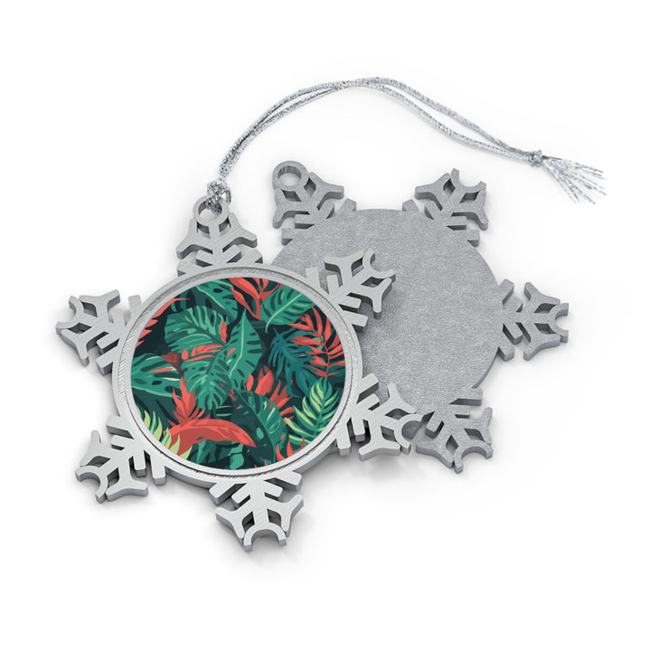 Customizable Pewter Snowflake Ornament – Handcrafted, Tropical Leaf Design