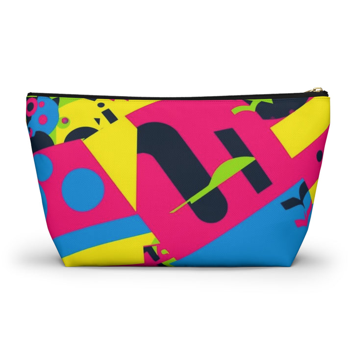 Chic Neon Geometric T-Bottom Accessory Pouch – Bold Modern Organizer
