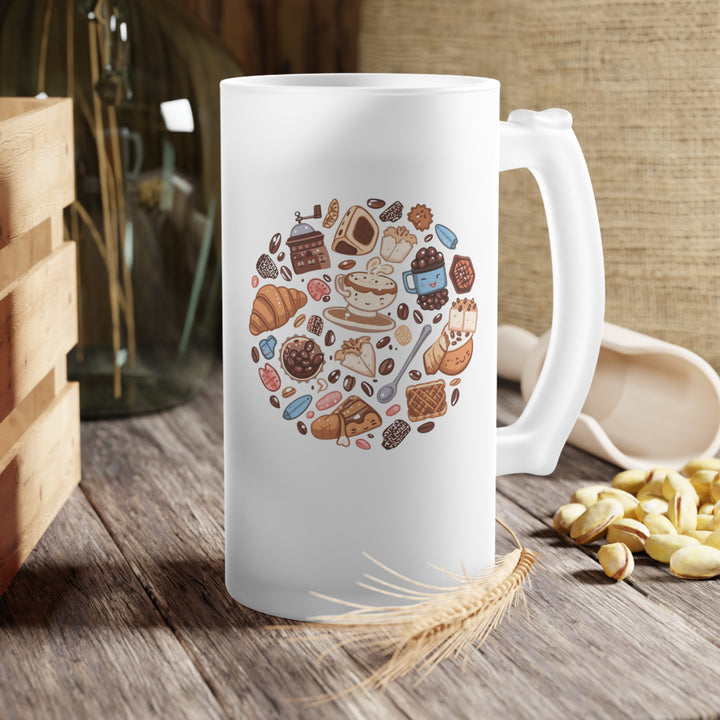 Frosted Glass Beer Mug – Cute Café Cartoon Design, 16oz Trendy Gift