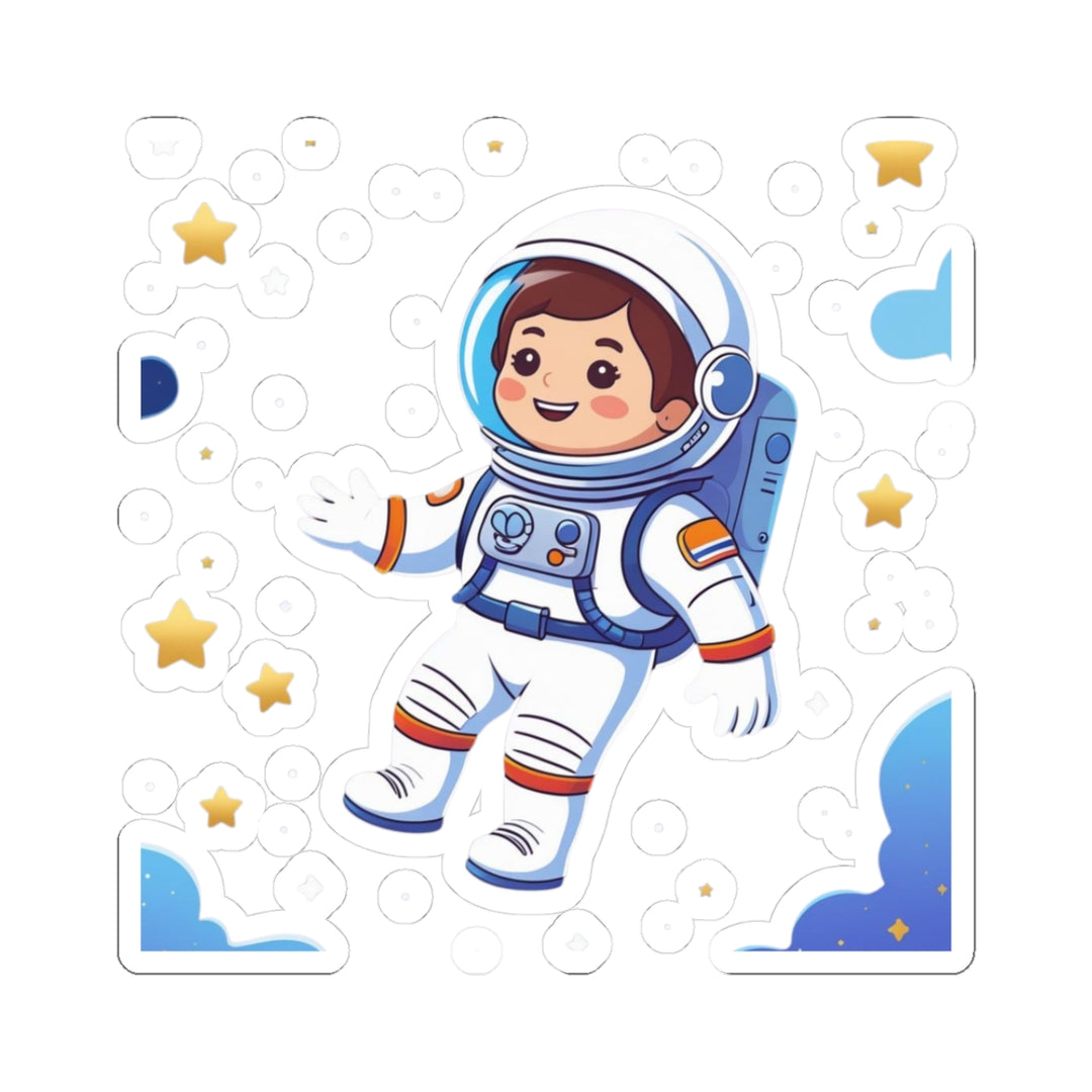 Playful Space Astronaut Kiss-Cut Sticker – Cute, Durable, Custom Vinyl Art