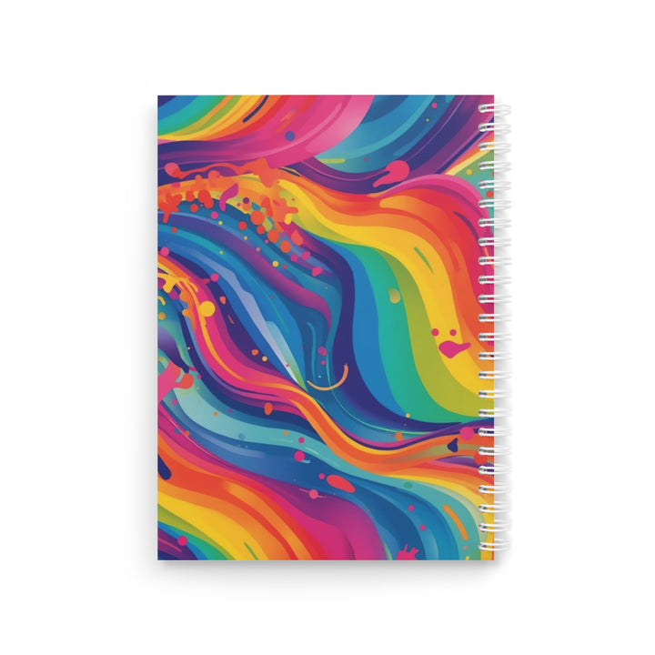 Customizable Spiral Notebook – Artistic Rainbow Waves, Trendy & Unique