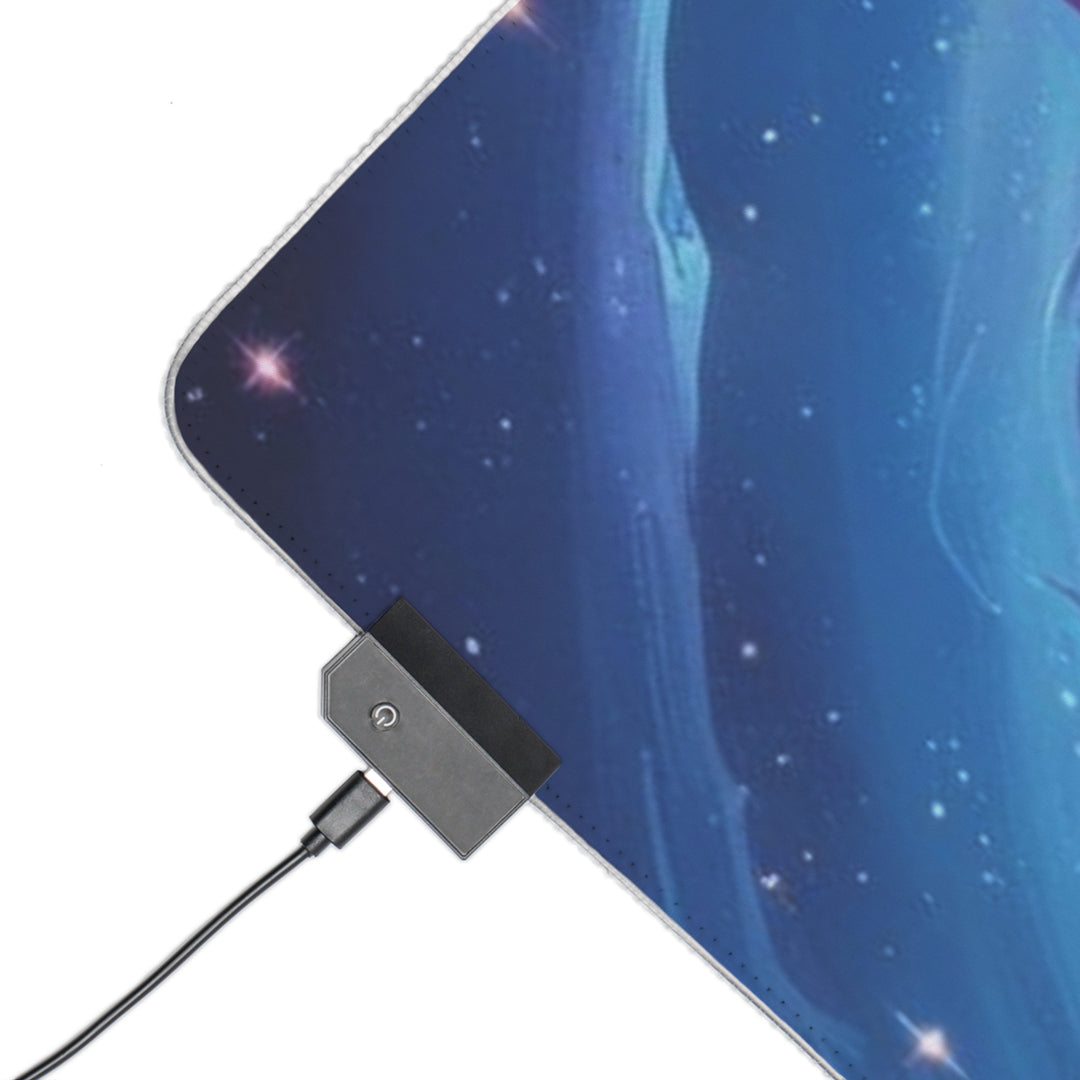 Galaxy LED RGB Gaming Mouse Pad – Cute Moon & Space Design, XL Glow