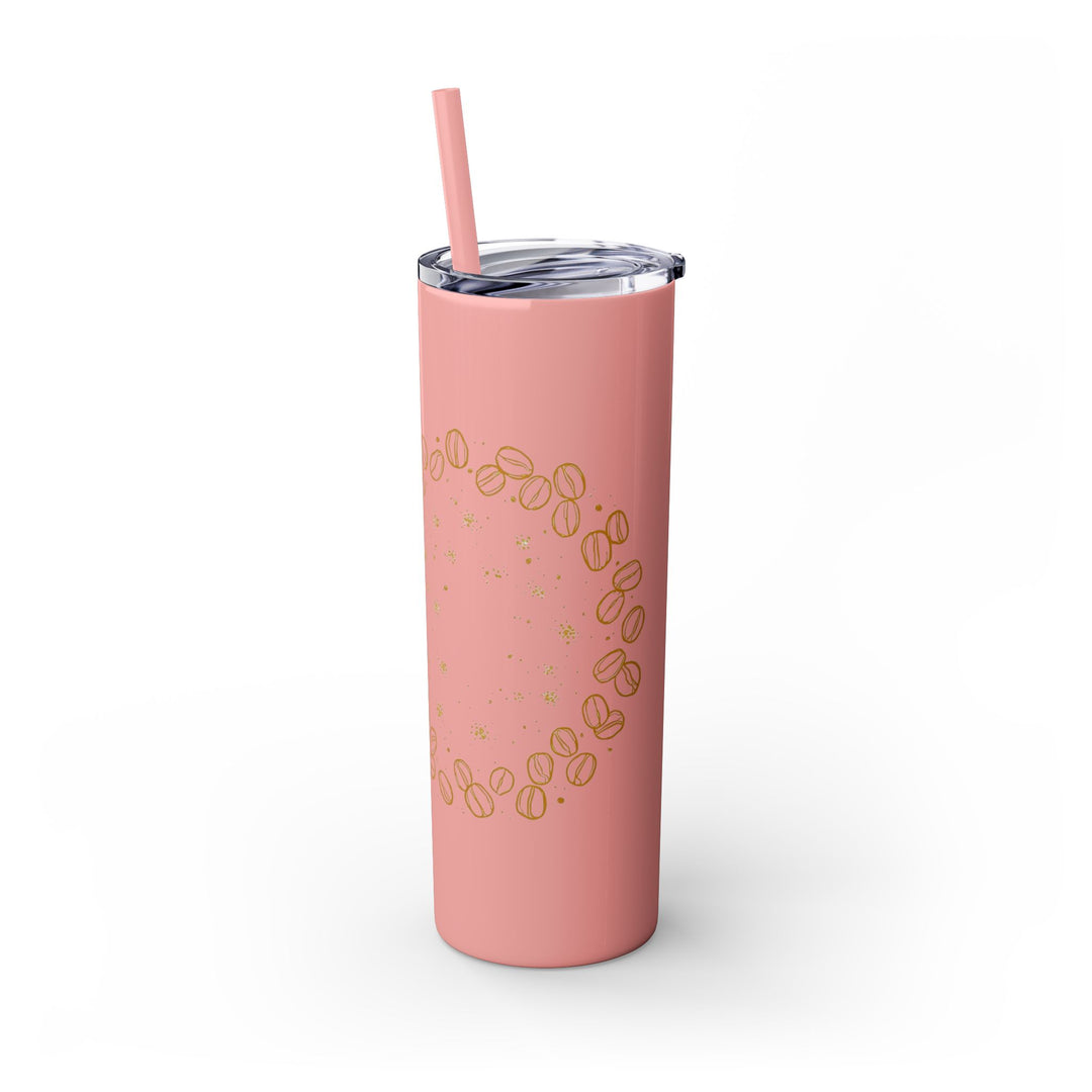 Coffee Lover’s 20oz Skinny Tumbler – Chic Hand-Drawn Beans & Straw