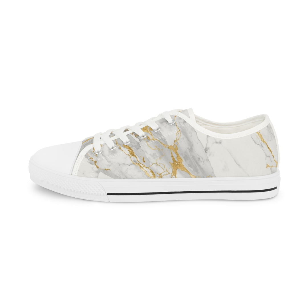 Custom Men’s Low Top Sneakers – Marble Gold Vein Design, Personalized & Stylish