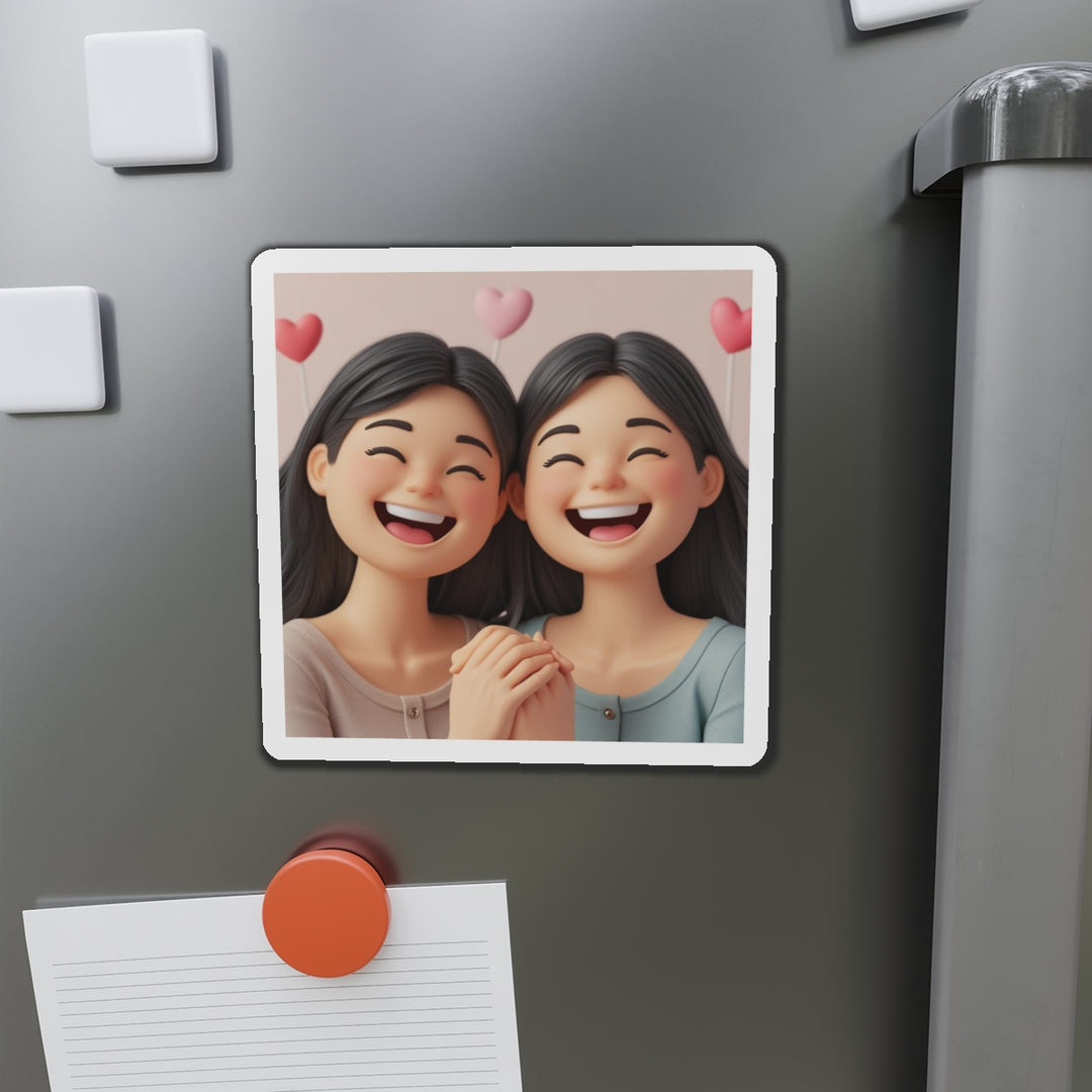 Custom Die-Cut Magnet – 3D Cartoon Besties, Cute Friendship Decor Gift