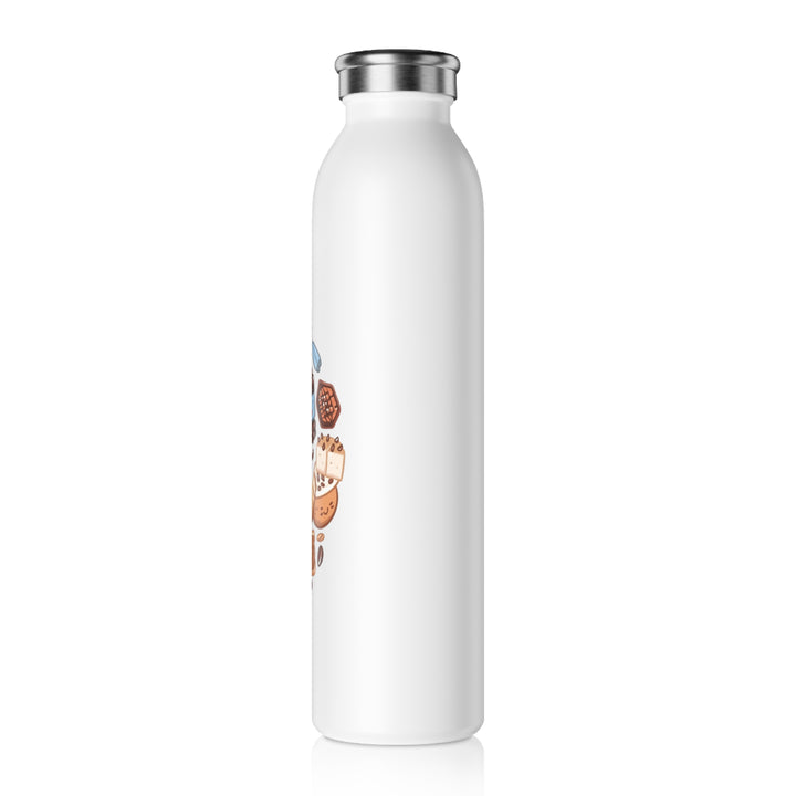 Slim Personalized Water Bottle – Whimsical Coffee Dessert Cartoon Design, 20oz