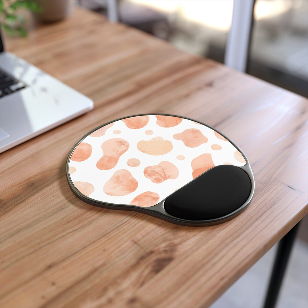 Ergonomic Memory Foam Mouse Pad with Wrist Rest – Abstract Blush Art
