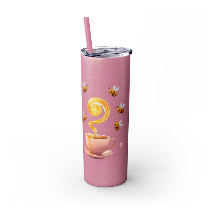 Pink Honeybee 20oz Skinny Tumbler with Straw – Cute Tea Cup Design
