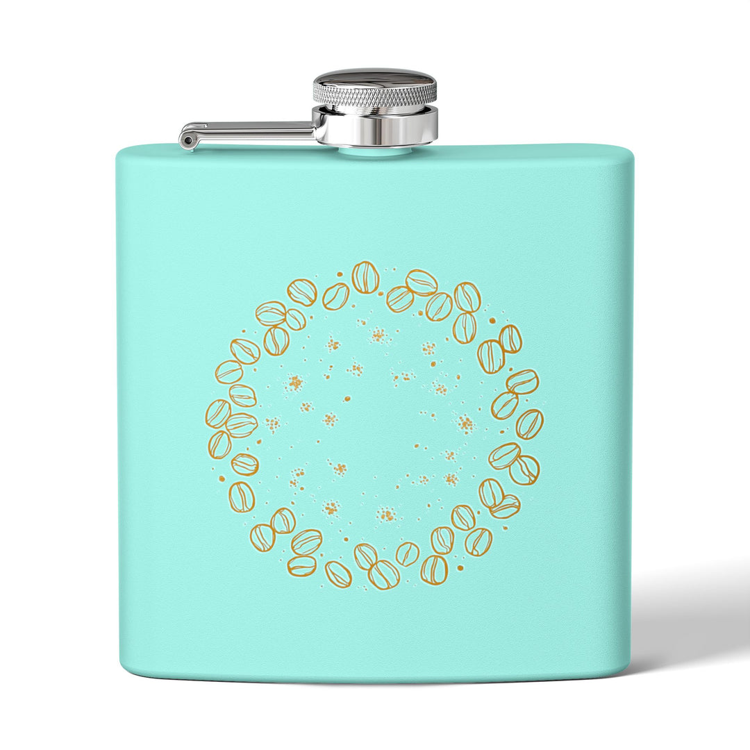 Coffee Beans Chic 6oz Stainless Steel Flask – Trendy, Insulated, Leak-Proof