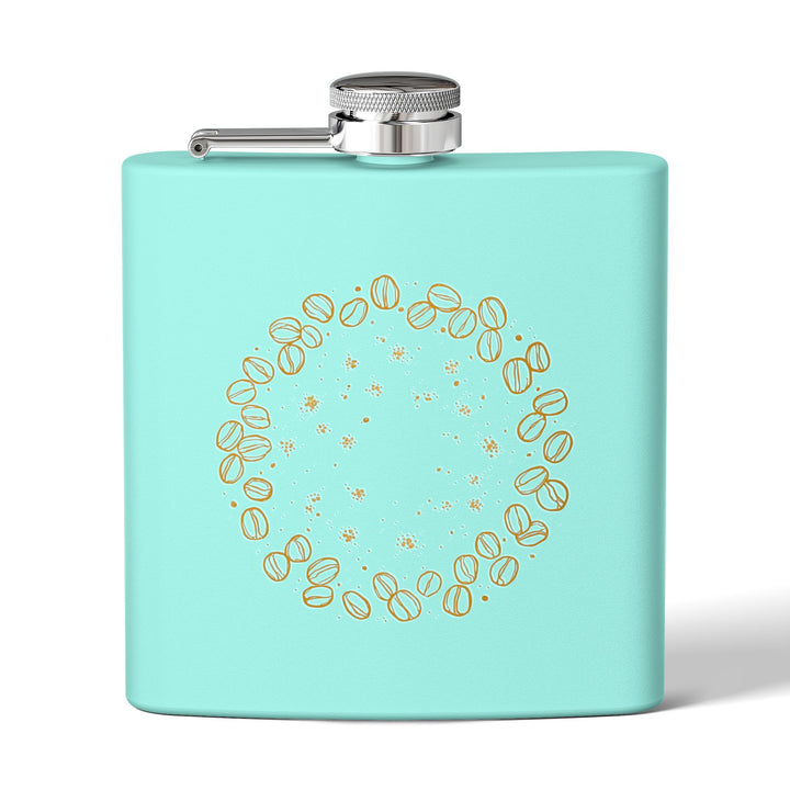 Coffee Beans Chic 6oz Stainless Steel Flask – Trendy, Insulated, Leak-Proof