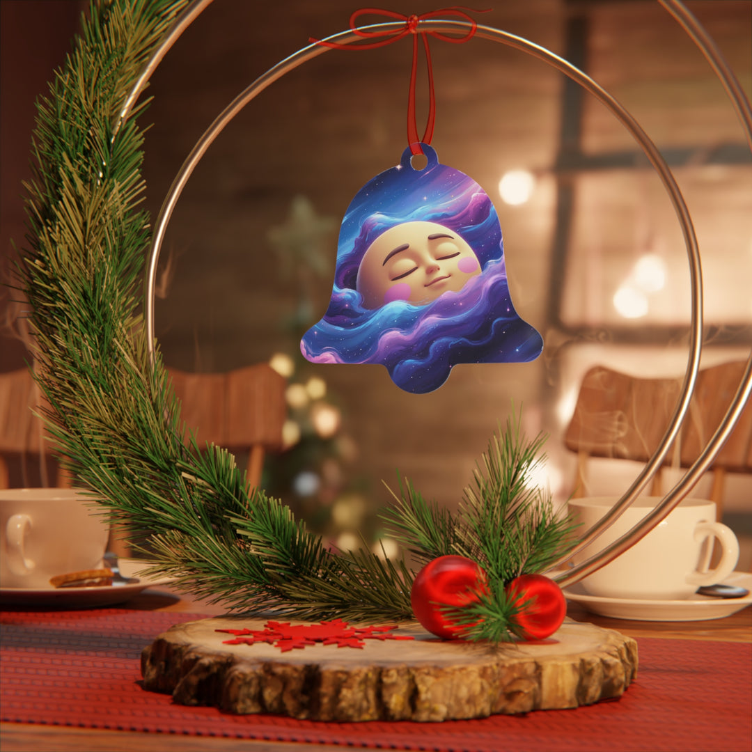 Galaxy Moon Metal Ornament – Custom Holiday Décor, Whimsical Starry Design