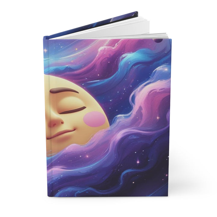 Galaxy Dreams Matte Hardcover Journal – Whimsical Moon & Stars Notebook
