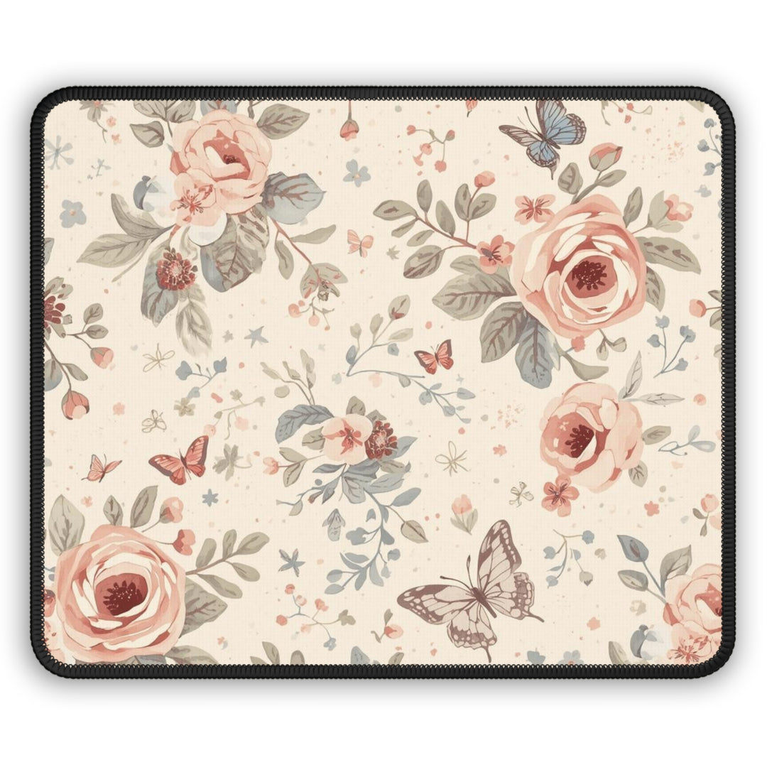 Floral Gaming Mouse Pad – Pastel Roses & Butterflies, XL Precision Mat