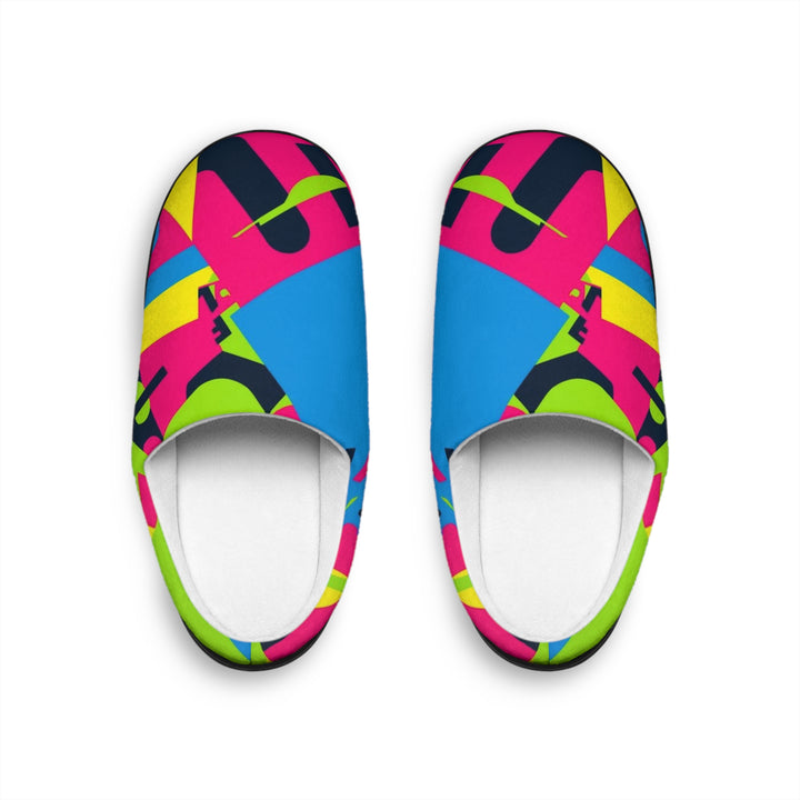 Men’s Customizable Memory Foam Slippers – Neon Abstract, Plush & Anti-Slip