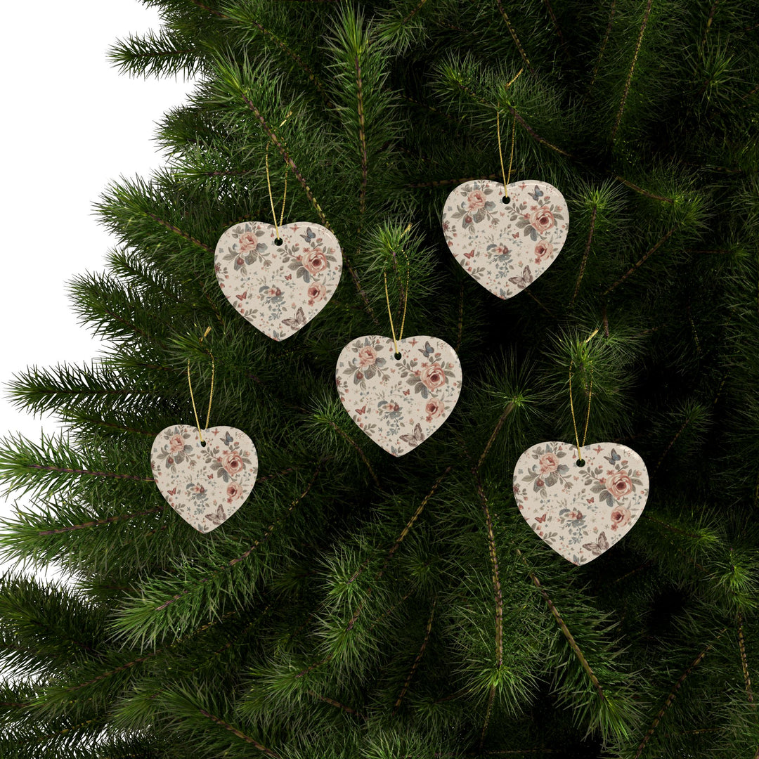 Personalized Ceramic Ornaments – Vintage Floral, Custom Keepsake Gift (1-20pcs)