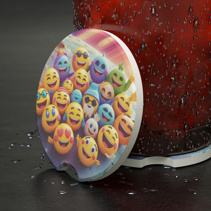 Cosmic Emoji Soapstone Car Coaster – Fun, Absorbent, Handcrafted Gift