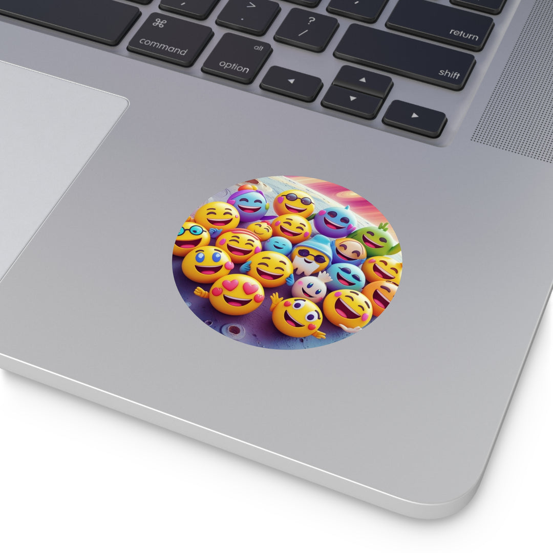 Custom Round Vinyl Sticker – Playful Space Emoji | Waterproof, Durable, Trendy