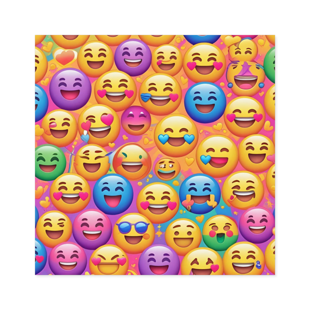 Vibrant Emoji Pattern Laminate Square Stickers – Durable, Fun & Trendy!