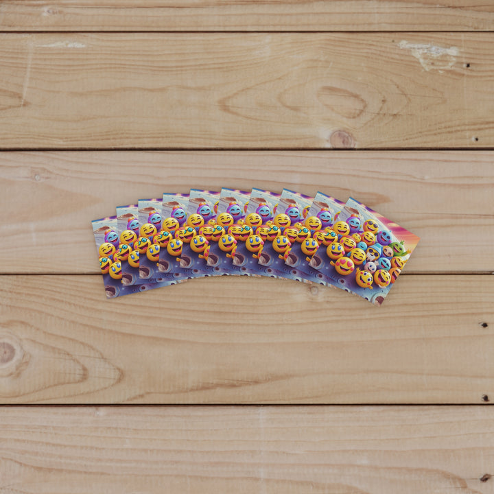 Vibrant Cosmic Emoji Laminate Square Sticker – Durable, Joyful & Trendy