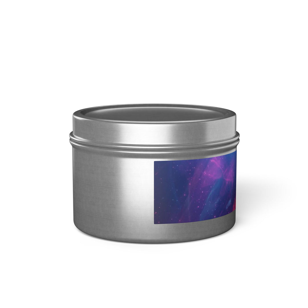 Cosmic Neon Hand-Poured Tin Candle – Custom Scents, Artisan & Travel-Friendly