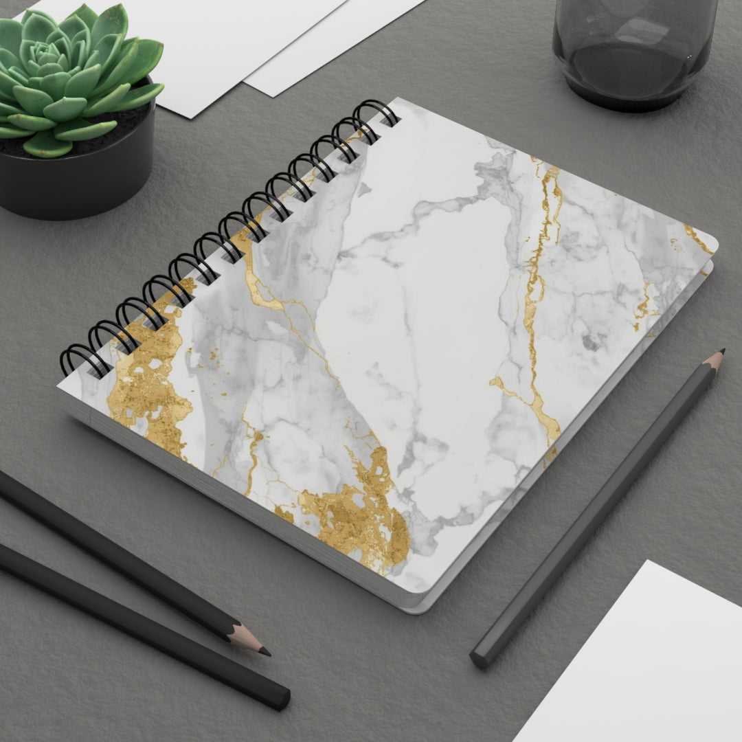 Marble Gold Spiral Journal – Luxe, Durable & Customizable Notebook