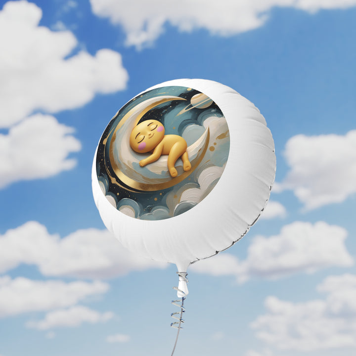 Custom Moon & Stars Mylar Helium Balloon – Cute Baby Sleep Nursery Decor