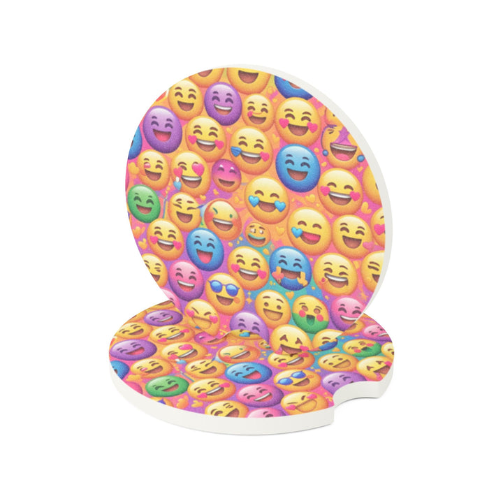 Joyful Emoji Soapstone Car Coaster – Absorbent, Fun & Unique Car Decor