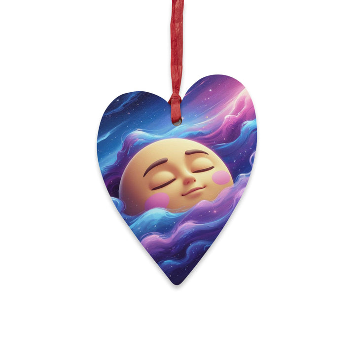 Handcrafted Wooden Ornament – Whimsical Galaxy Moon, Magnetic & Gift-Ready