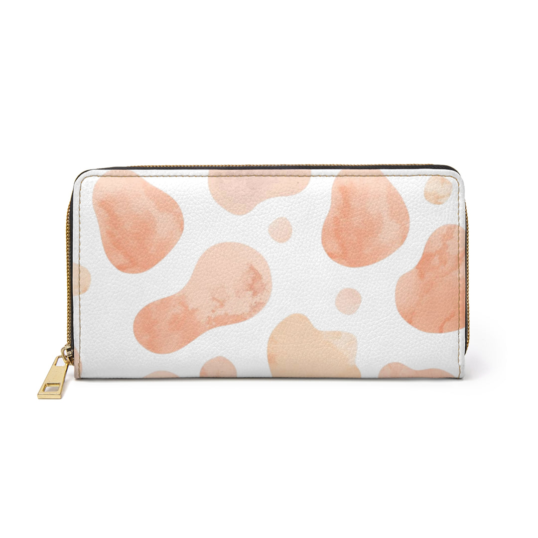 Sleek Personalized Zipper Wallet – Modern Blush Watercolor Abstract Design