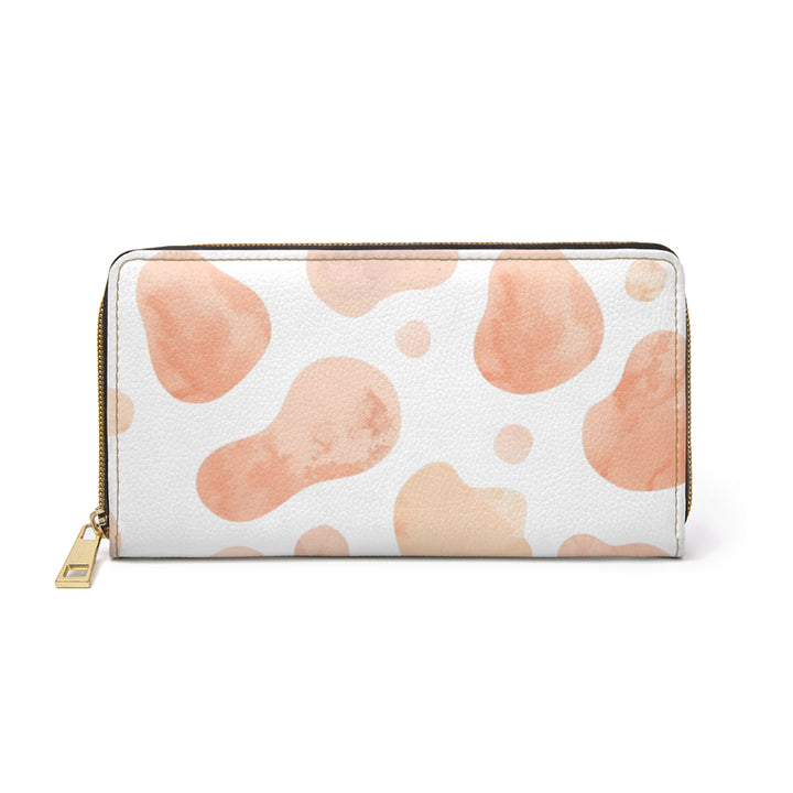 Sleek Personalized Zipper Wallet – Modern Blush Watercolor Abstract Design